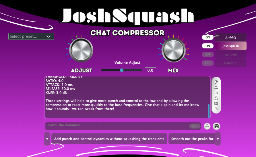 JoshSquash Plugin Interface